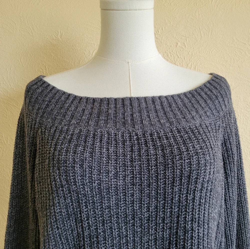 Hollister | Gray Off-Shoulder Sweater - Picture 2 of 8